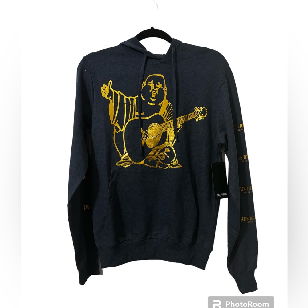 True Religion Navy Blue Buddha HIT Pullover Hoodie NWT Small
